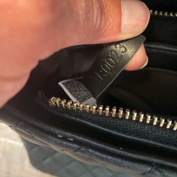 Black Quilted Shoulder Bag with Gold and Pearl Accents - Picture 11 of 12